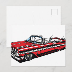 Retro Classic Convertible Side Pop Art  Postcard