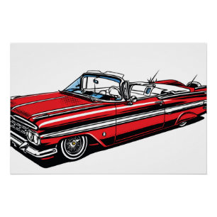 Retro Classic Convertible Side Pop Art  Poster