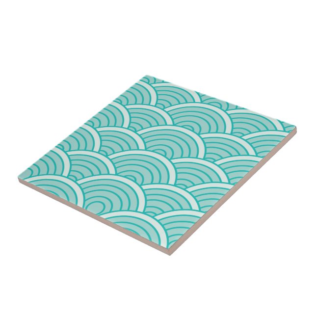 retro, classic, pattern, teal, vintage, wave tile (Side)