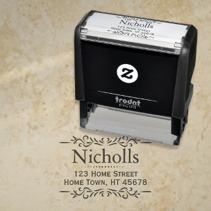 Retro Classic Personalized Name And Address Self-inking Stamp
