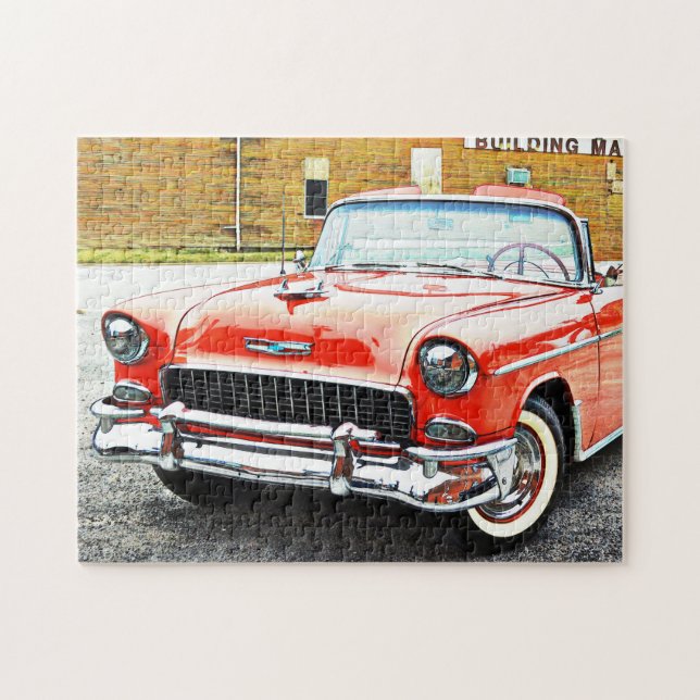 Retro Classic Red Car Convertible Puzzle (Horizontal)