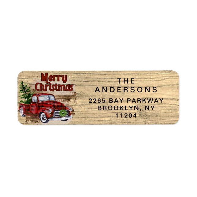 Retro Classic Rustic Wood Merry Christmas Truck (Front)
