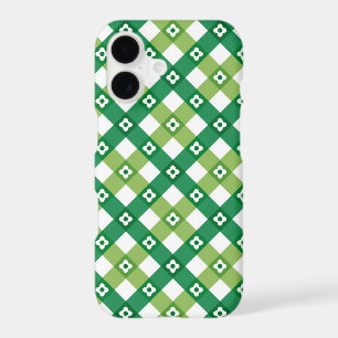 Retro Classic Summer Daisy Green Checks Plaid Art 