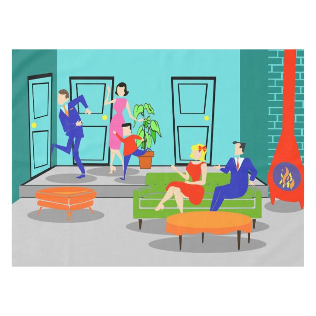 Retro Classic Television Tablecloth (Front (Horizontal))