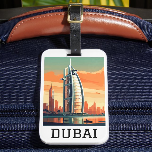 Retro Classic Travel Dubai UAE  Luggage Tag (Front Insitu 2)