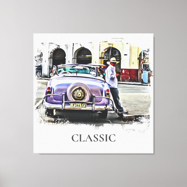 *~* Retro Classic Vintage Car Antique Man Canvas Print (Front)