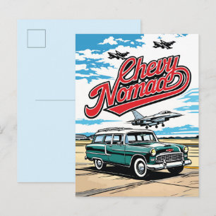 Retro Classic Wagon Sky Pop Art Illustration Print Postcard