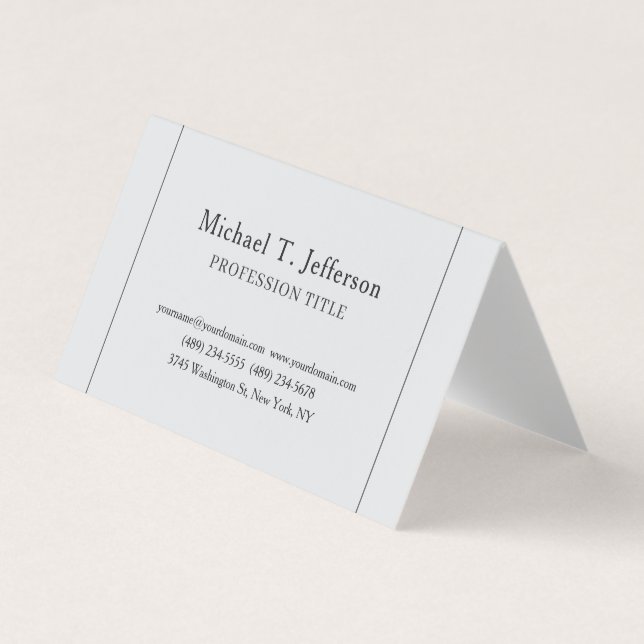 Retro Classical Elegant Plain Simple Grey Business Card (Front)