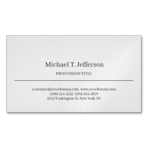 Retro Classical Elegant Plain Simple Grey Magnetic Business Card