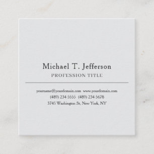 Retro Classical Elegant Plain Simple Grey Square Business Card