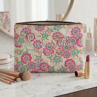 Retro Classy Cherry Blossom Floral Toiletry Bag
