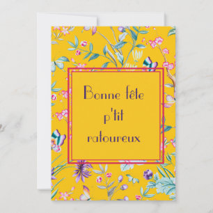 Retro  classy floral funny Québécois birthday card
