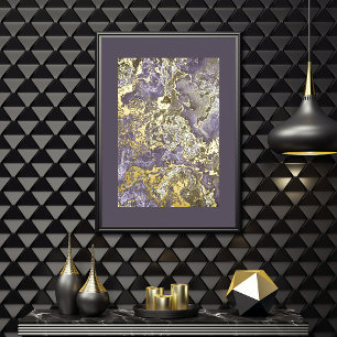 Retro Classy Gold Wavy Swirls Art Pattern Foil Prints