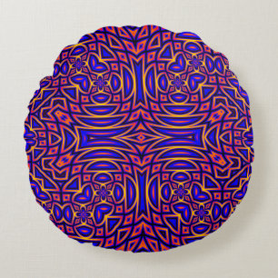 Retro Classy Kaleidoscope Pattern Design Round Pillow
