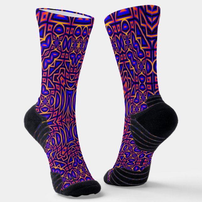 Retro Classy Kaleidoscope Pattern Socks (Angled)