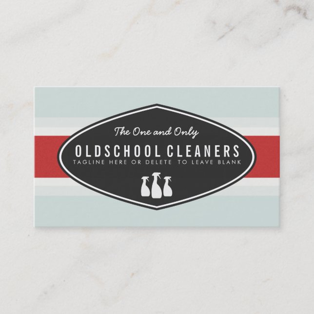 Retro Cleaning Business Spray Bottle Logo Card (Front)