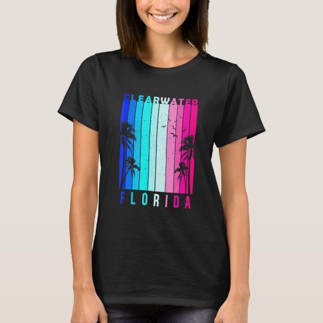 Retro Clearwater Florida Beach Summer Tropical Sou T-Shirt (Front)