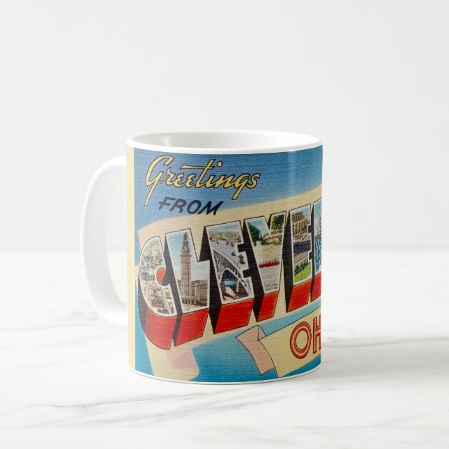 Retro Cleveland Ohio Greeting Mug (Front Left)