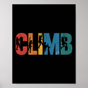 Retro Climb Rock Climbing Cool Free Climbers  Poster