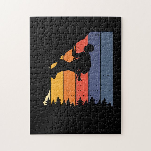 Retro Climbing Bouldering Rock Climbing Jigsaw Puzzle (Vertical)