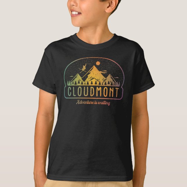 Retro Cloudmont Ski Adventure is Waiting T-Shirt (Front)