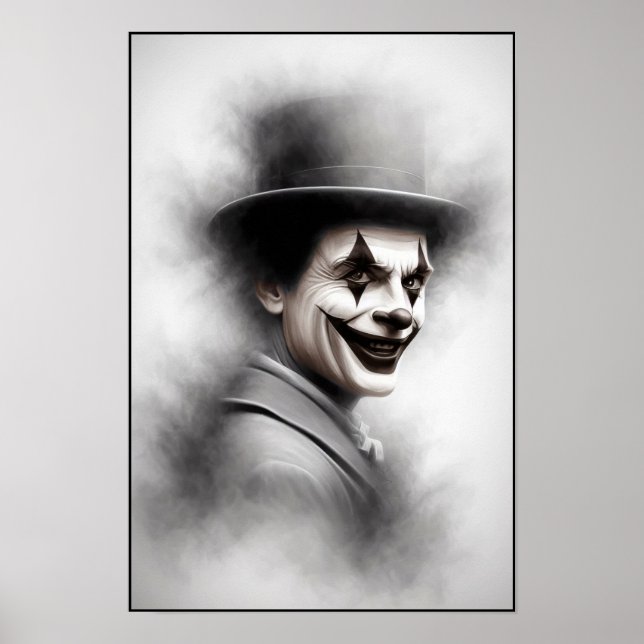 Retro Clown Portrait With Hat Poster (Front)