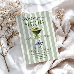 Retro Club Olive Bow Love You Matcha Baby Shower Invitation