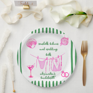 Retro Coastal Beach Disco Bachelorette Party Paper Plate