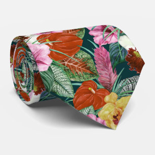 Retro Coastal Paradise Blooms Tie