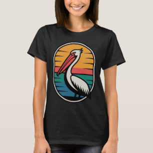 Retro Coastal Pelican Sunset T-Shirt