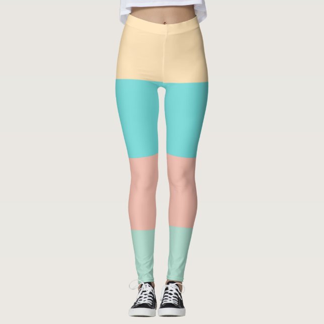 Retro Coastal Stripes Leggings (Front)