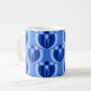 Retro cobalt blue flowers coffee mug