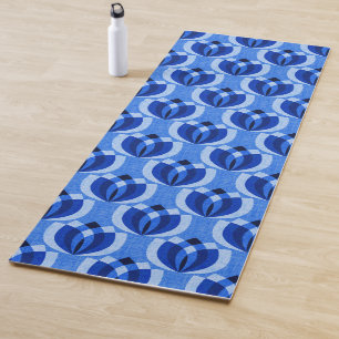 Retro cobalt blue flowers yoga mat