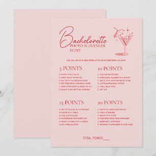Retro Cocktail Bachelorette Game Scavenger Hunt Invitation