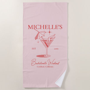 Retro Cocktail Bachelorette Party Beach Towel