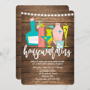 Retro Cocktail Drinks Housewarming Invitation