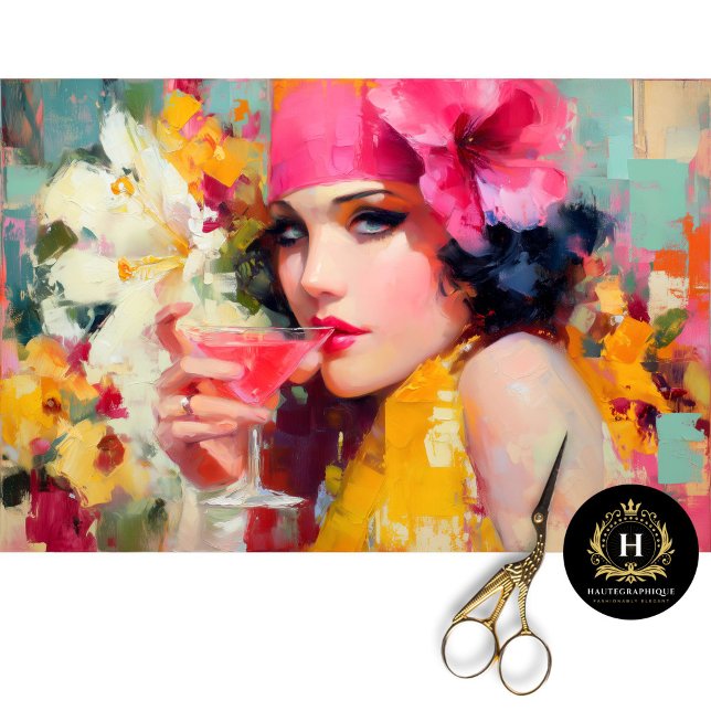 Retro Cocktail Glam Woman Decoupage Tissue Paper (Creator Uploaded)