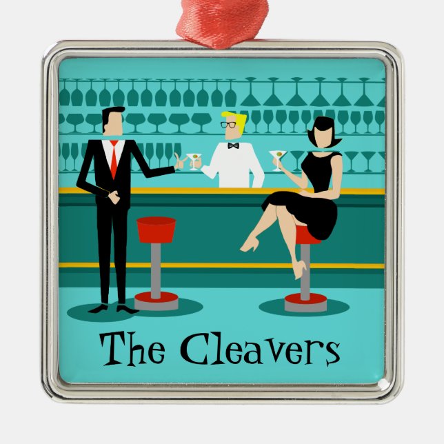 Retro Cocktail Lounge Christmas Ornament (Front)