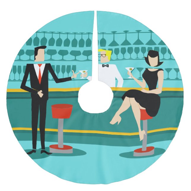 Retro Cocktail Lounge Christmas Tree Skirt (Front)