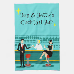 Retro Cocktail Lounge Kitchen Towel