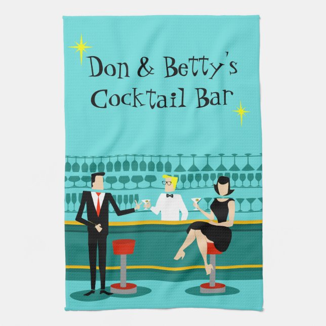 Retro Cocktail Lounge Kitchen Towel (Vertical)