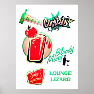 Retro cocktail lounge lizard club poster