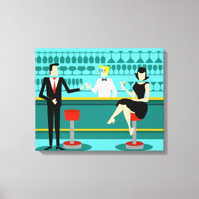 Retro Cocktail Lounge Stretched Canvas Print (Front)
