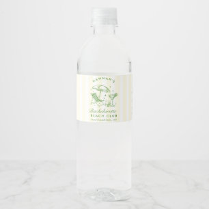 Retro Cocktail Modern Bachelorette Green Water Bottle Label