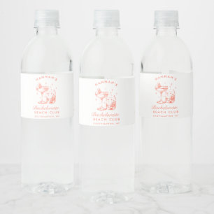 Retro Cocktail Modern Bachelorette Orange Water Bottle Label