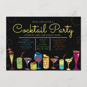 RETRO COCKTAIL PARTY BUBBLES Party Invitation