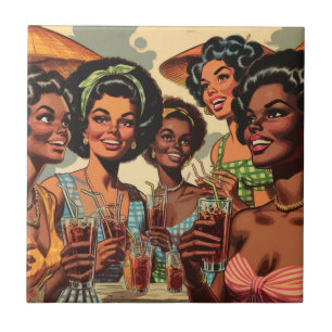 Retro Cocktail Party Girls Tile