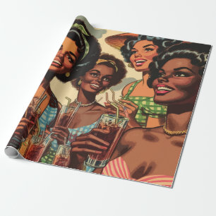 Retro Cocktail Party Girls Wrapping Paper