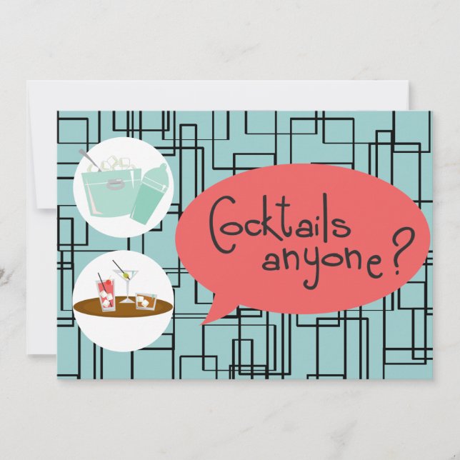 Retro Cocktail Party Invitations (Front)
