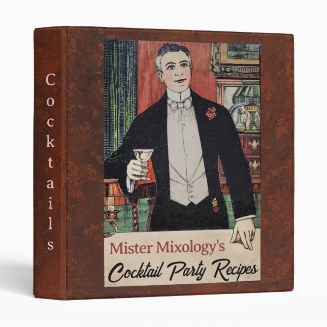 Retro Cocktail Recipes Binder (Front/Spine)
